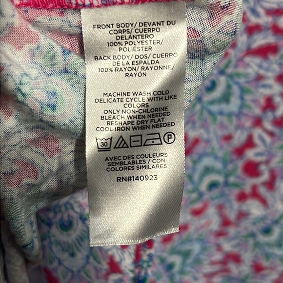 Loft Bloom Tie Neck Mixed Media Shell - Size Large - Multicolored - Picture 5 of 5